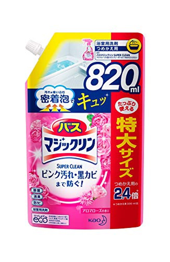 バスマジックリン お風呂用 スーパークリーン アロマローズ 詰め替え スパウトパウチ 820ml 5袋セット ランキング2022