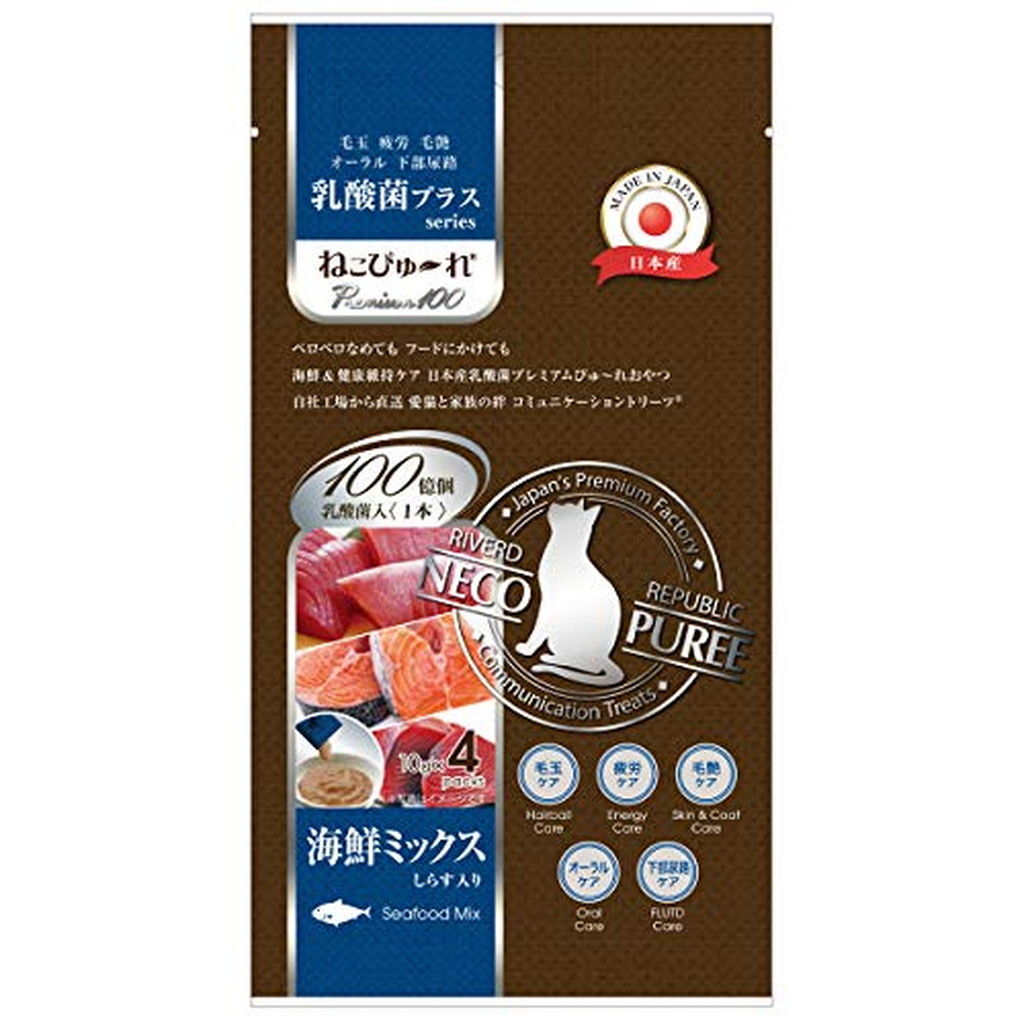 売り込み ねこぴゅ れ 乳酸菌プラス Premium100 海鮮ミックス 10g 4本入 48袋セット fucoa.cl