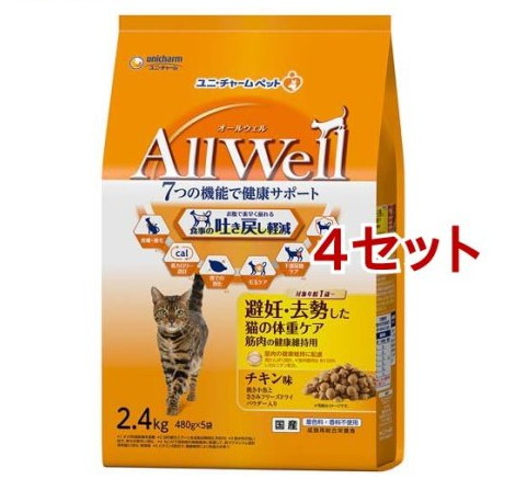 オールウェル 素っ気ない 人工避妊法・疲労困憊した猫の体量世話をする 意気地無し味 国産(5袋入×4仕掛ける(1袋480g))【オールウェル(AllWell)】