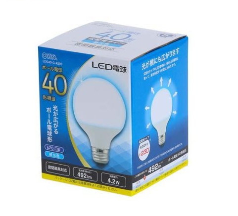 大切な Led電球 ボール形 E26 40形相当 昼光色 Ldg4d G As93 1個