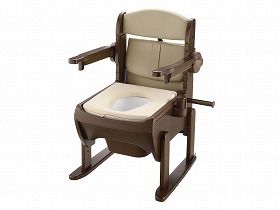 木製きらく片付け簡単トイレ 肘掛跳ね上げ/-/やわらか便座 リッチェル 19225