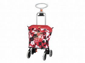 4輪ﾀｲﾌﾟ・ｼｮｯﾋﾟﾝｸﾞｶｰﾄ　ｱｯﾌﾟﾗｲﾝ/花柄ﾚｯﾄﾞ/- ユーバ産業 UL-0218