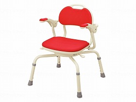 ひじ掛け付ｼｬﾜｰﾍﾞﾝﾁ まわるくん/ﾚｯﾄﾞ/- アロン化成 536192