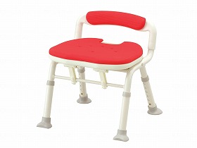 コンパクト折りたたみシャワーベンチIC 骨盤サポートタイプ レッド - アロン化成 536382 送料込!