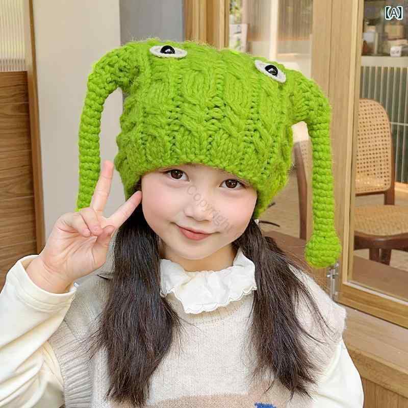 帽子 キッズ 子供 男の子 女子 秋冬用 ウール素材 赤ちゃんも使える かわいいデザイン ても暖かい 起毛ニット製で保温性抜群の子供用帽