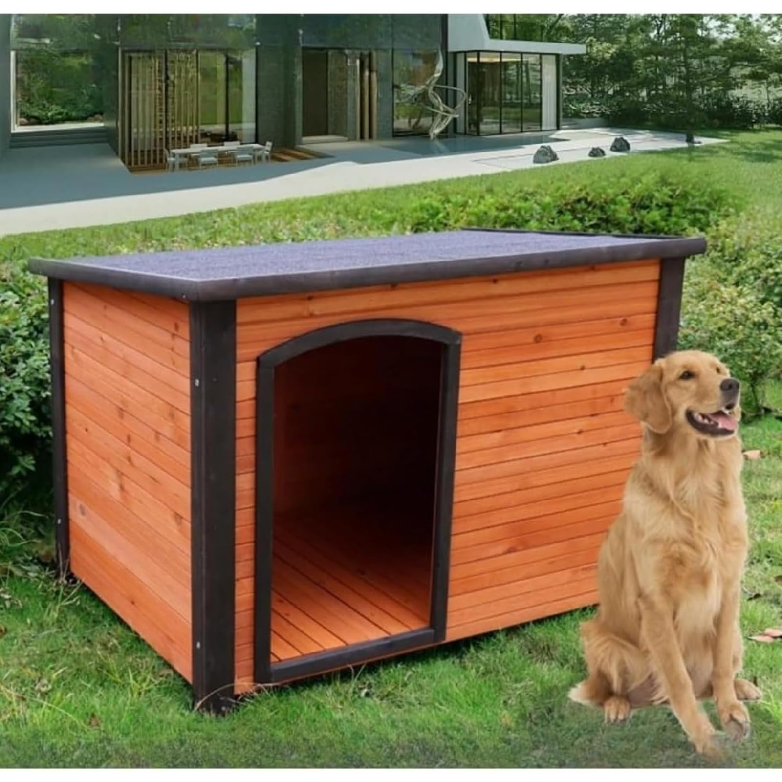 屋外犬小屋冬暖かい大型犬犬小屋四季普遍的な屋外防雨ペット犬小屋 木製犬小屋|VIEW shop