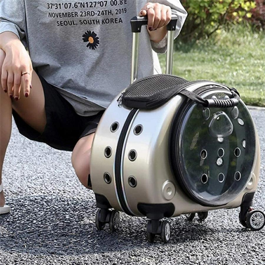 ペットキャリーバッグ 多機能 リュック キャスター 4輪 伸縮ハンドル 猫 小型犬 小動物適用 大容量 携帯やすい 透明 ペットバッグ アウ｜VIEW shop 7,700円