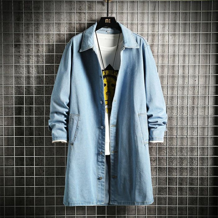 コート デニムコート メンズ ロング丈 無地 デニムジャケット M-5XL Gジャン ジージャン スプリングコート 大きいサイズ カジュアル 春