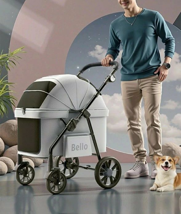 ペットカート ハンドル多階段調節可 大型犬 中型犬 小型犬 ペットキャリー 犬カート 犬用 バギー 折りたたみ式 多頭 小型犬 中型犬 犬バ|VIEW shop