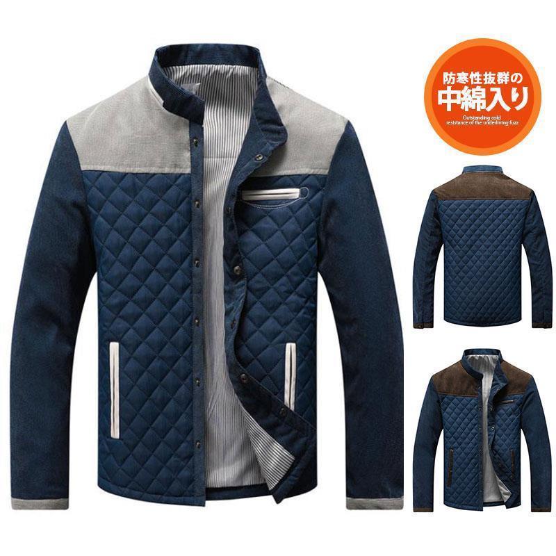 中綿ジャケット メンズ ジャケット コート 中綿コート 中綿入り 切り替え 前開き ダウン入り 立ち襟 冬 防風 撥水 ショート ボタンダウン 通勤