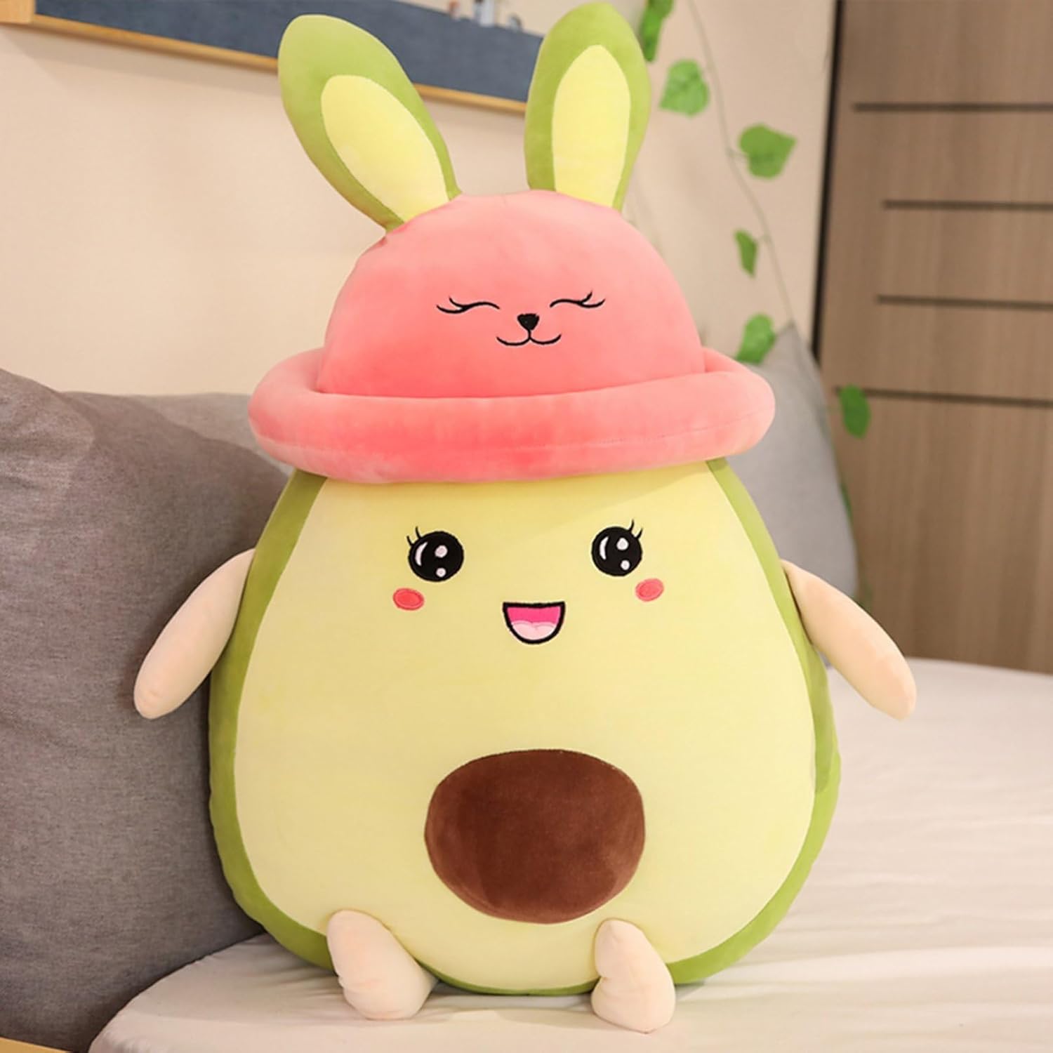 アボカド ウサギ ぬいぐるみ 抱き枕 おもちゃ 可愛い 人形 萌え 寝添い 癒される やさしい手触り 縫い包み ソファー背当て 誕生日プレゼント 贈り物 安眠 インテリア ねむねむ クリスマス