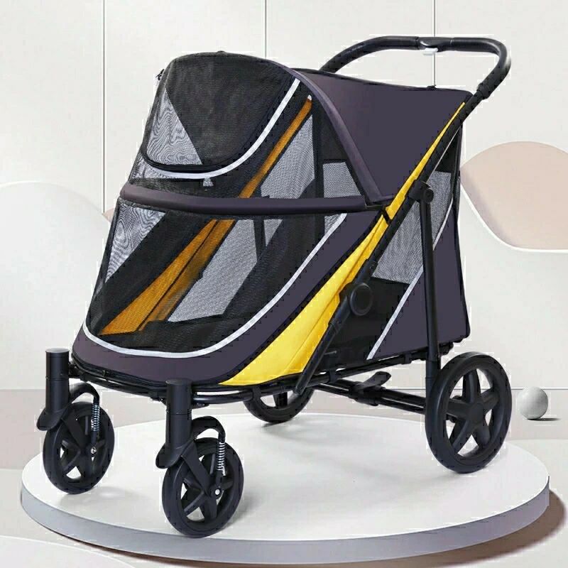 愛玩動物手押し車 大型犬 手押し車 犬用乳母車 多頭用 折り畳み 犬 乳母車 折りたたみ 老犬 ワンタッチ式 手押し車 4輪 愛玩動物 精神的な統合飾り気の無い 介護用 お出かけ 360°回転させる 中型犬 軽さ 通気 飼い犬
