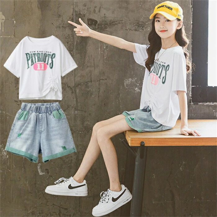 子供服 女の子 キッズ こども 可愛い 卒園式/入学式/パーティ 子供服 半袖Tシャツ+ショートパンツ セット 女の子 上下2点セット カジュアル 夏服 110 120 130 140 150 160 170 お誕生日 プレゼント キッズ ファッション