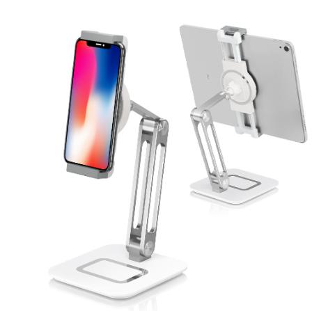 タブレットスタンド iPad スタンド 4.7～12.9インチに対応 回転可能 角度調整 アーム ホルダー アルミ ipadスタンドアーム タブレットホルダー シリコーン保護 折りたたみ式 スタンド式