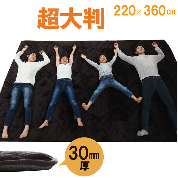 超大判 ふっくら 敷き カーペット 220&times;360cm ラグ 長方形 大きい 幅広 こたつ敷き ビッグサイズ クッション性 防音 こたつ敷き 保温性 イケヒコ ikehiko 大判 ドーク ロング 約220&times;360cm フランネル ブラウン 送料無料｜viewgarden ビューガーデン