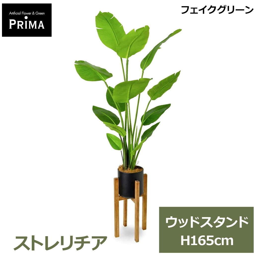 最大100%ポイントバック フェイクグリーン 観葉植物 人工観葉植物 造花 大型 グリーン フグリーン ストレリチア ウッドスタンド H170cm インテリア 鉢付き おしゃれ PRGR-1152 GREENPARK 送料無料 エントランス シンプル ホテル エステ 上品 人工植物
