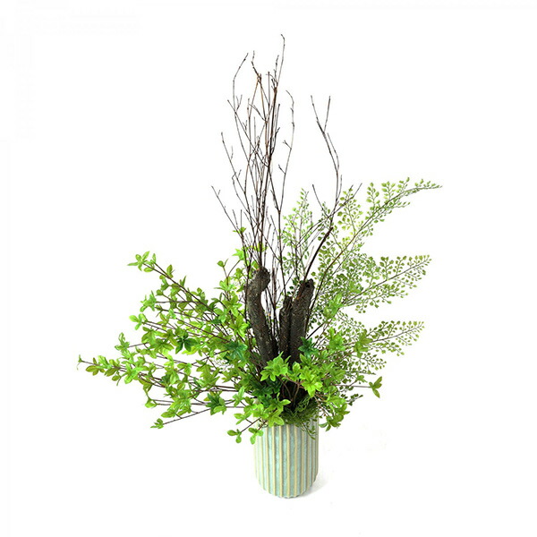 フェイクグリーン 観葉植物 造花 ドウダンツツジ アジアンタム 白樺の枝 グリーン おしゃれ 花器 付き グリーンアレンジ ストレートラインベース L Prgr 1321 グリーンパーク Greenpark 植物 人工観葉植物 人口植物 プレゼント ギフト シンプル ディスプレイ 陶器