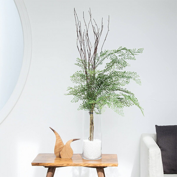 フェイクグリーン アジアンタム ウィロー ガラスシリンダー 卓上 造花 人口 観葉植物 フロアグリーン グリーンパーク Greenpark H105cm Prgr 1032 枝 葉 人気 植物 グリーンパーク 人気 アレンジメント ディスプレイ プレゼント ギフト 装飾 お祝い 店舗 シンプル