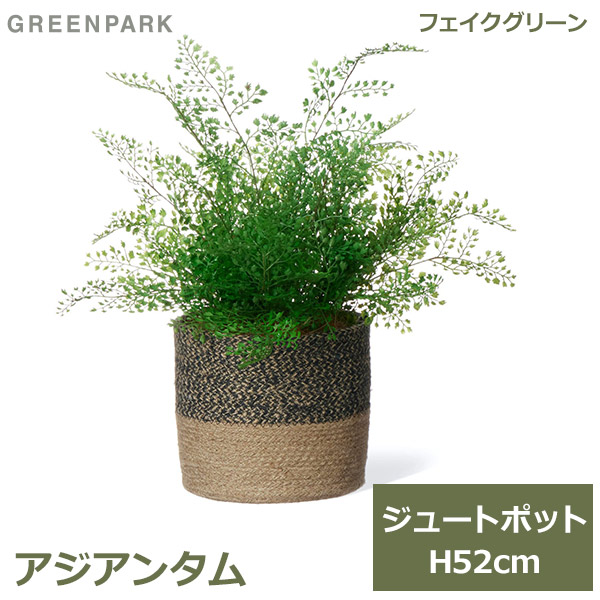 フェイクグリーン 観葉植物 人工観葉植物 造花 卓上 フェイク インテリア リアル おしゃれ アジアンタム ジュートポット 52cm リビング PRGR-1470 GREENPARK 送料無料 玄関 オフィス シンプル お祝い グリーンパーク 室内｜viewgarden ビューガーデン