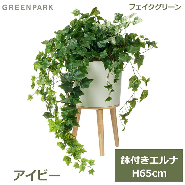 フェイクグリーン 観葉植物 フェイク 人工観葉植物 造花 植物 インテリア リアル おしゃれ アイビー エルナ 65cm 鉢付き 鉢セット グリーン PRGR-1523 GREENPARK 送料無料 ポット付き リビング 寝室 玄関 オフィス シンプル｜viewgarden ビューガーデン
