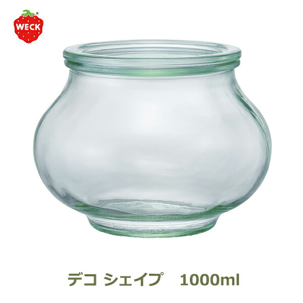 【抽選で100%ポイントバック※条件あり】デコ シェイプ 1000 ml WE-748 フタLサイズ DECO SHAPE WECK ウェック キャニスター ガラス 保存 容器 耐熱 密閉 保存瓶 おしゃれ キッチン 収納 密閉 かわいい イチゴ いちご 柄 常温保存 長期保存画像