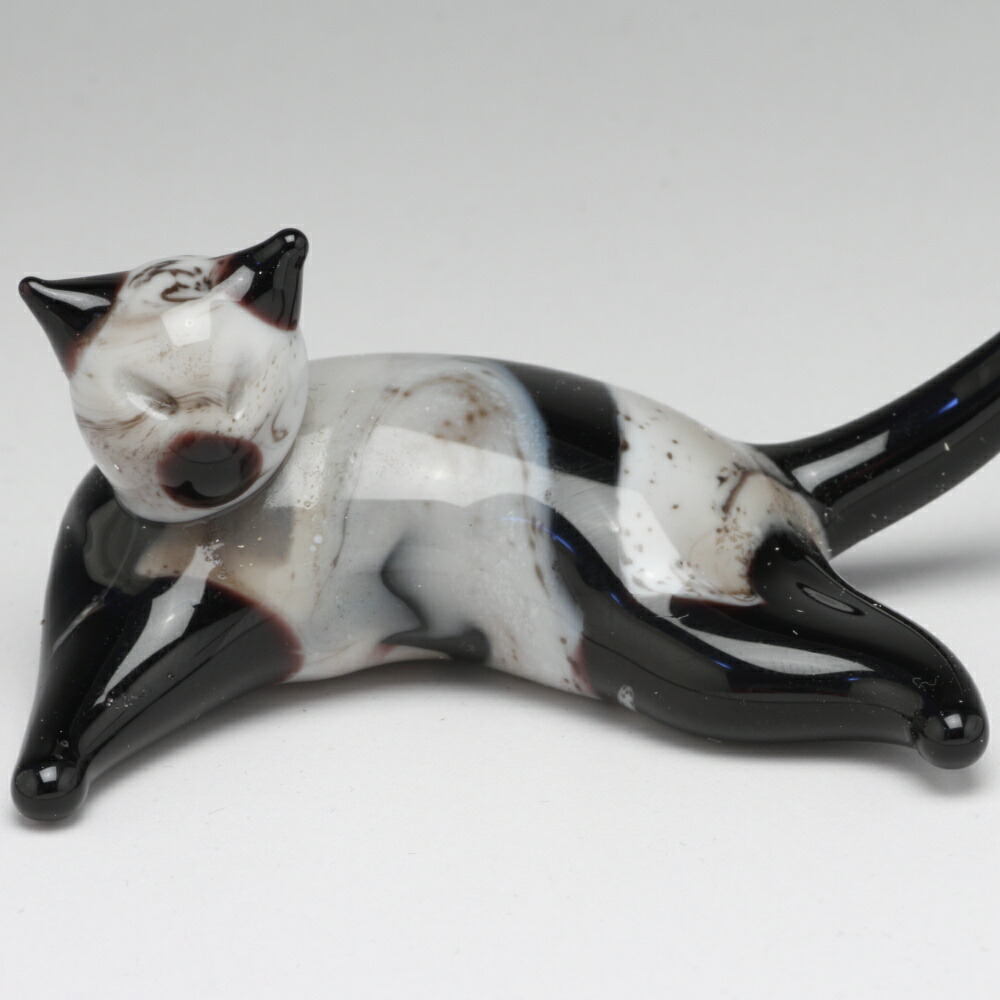 楽天市場】ベネチアンガラス ぶち猫 オーナメント 置物 すわり猫