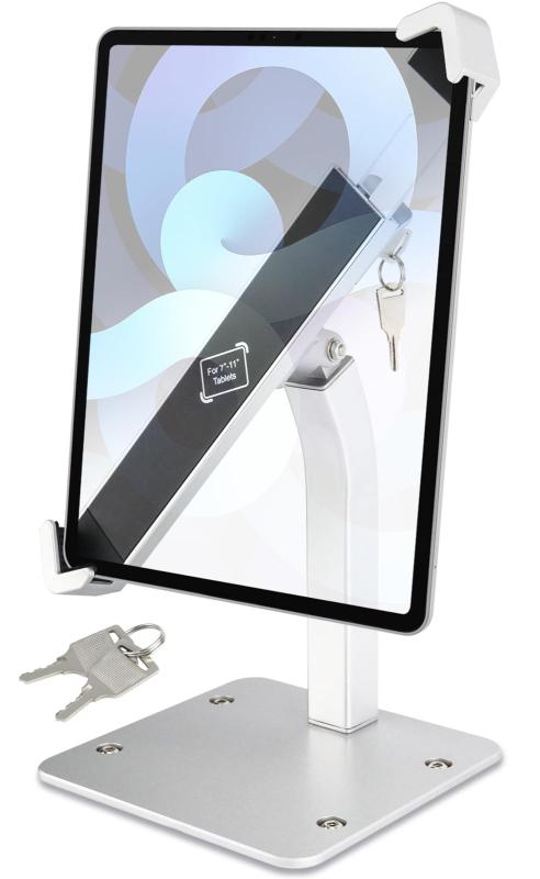 経口避妊薬切り取り押しとどめる照明ランプ タブレットキオスクセキュリティスタンド 事務机iPad 保持者 安全対策鍵を掛けると足懸かり付き添い人 カウンタ 御役目 POS 受け売り店用 360度回転させる 高耐久