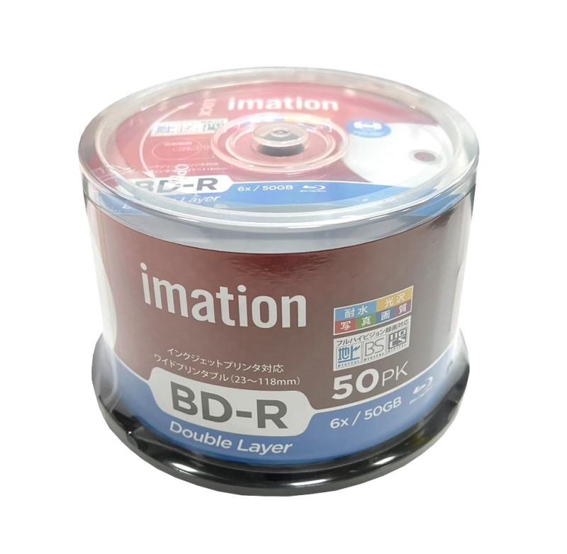 imation（イメーション） 1回録画用 ブルーレイディスク 耐水・光輝活動写真画質 (お水遮蔽物) BD-R DL 50GB IM095 (片面2層 1-6倍速 50枚)