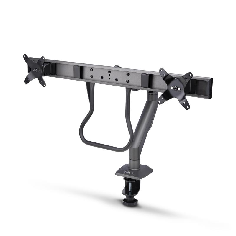 StarTech.com 管する手／Cクランプくっ付ける式／2画面／最大限度27in／耐荷重15kg／VESA相応う／クロスバー H2M1AS2-MONITOR-ARM