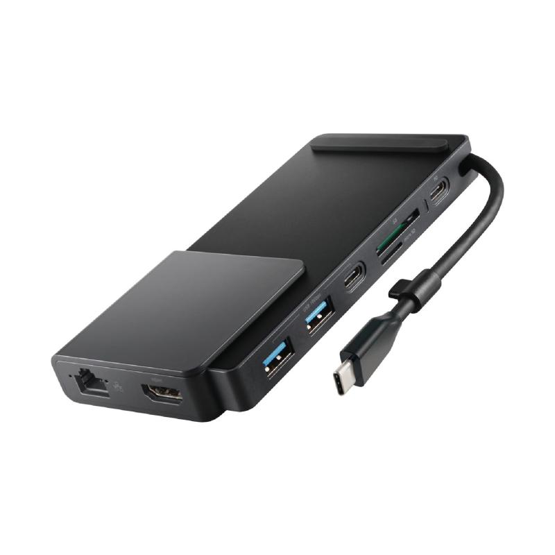 ロジテック USB Type-C ハブ ドッキングステーション 8-in-1 パワーステータスLED搭載 USB PD対応 74W USBA×2 4K60Hz HDMI×1 USB-C×2 LAN×1 SD＋microSDスロット iPad LHB-PM