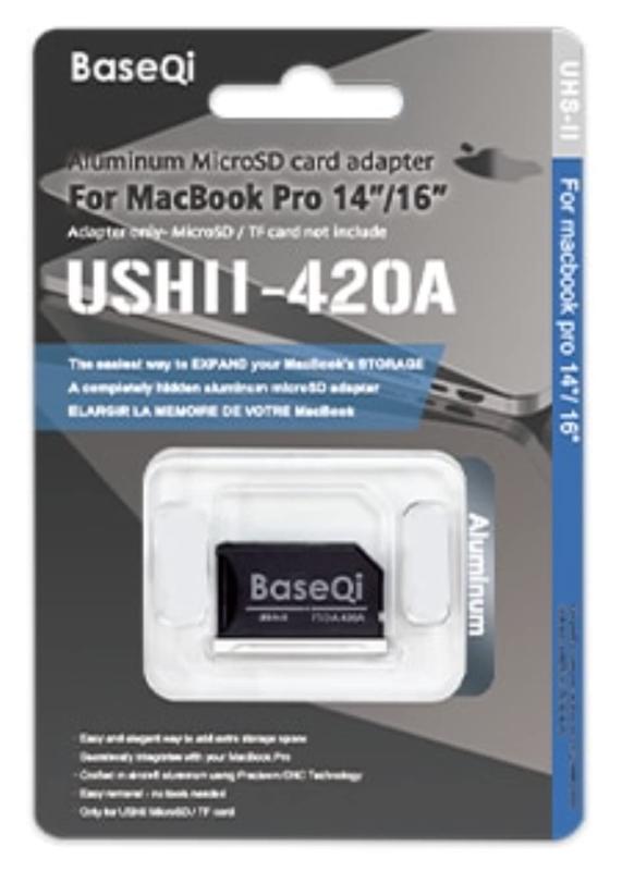 BaseQi UHSII-420A 高正しさ 軽銀製 MicroSD 歌留多 アダプタ (MacBook Pro 14\u0026quot; 16\u0026quot; 2021 M1 2022 M2 2023 M3 2024 M4) UHS2 UHS-2 UHSI スペースブラック 420AB-スペースグレイ(space gray) 420AG