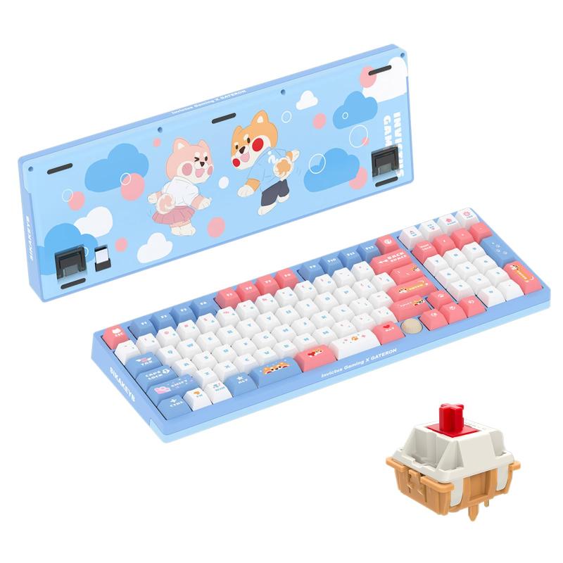 iG 98一緒になるブランドメカニカルゲーミングキーボード、熱っぽい切りかえる相応う3流行り物有線/Bluetooth/2.4G無線電話鍵盤、WindowsおよびMac用RGB点火装置、PBT足懸かり旗がしら付き添い人