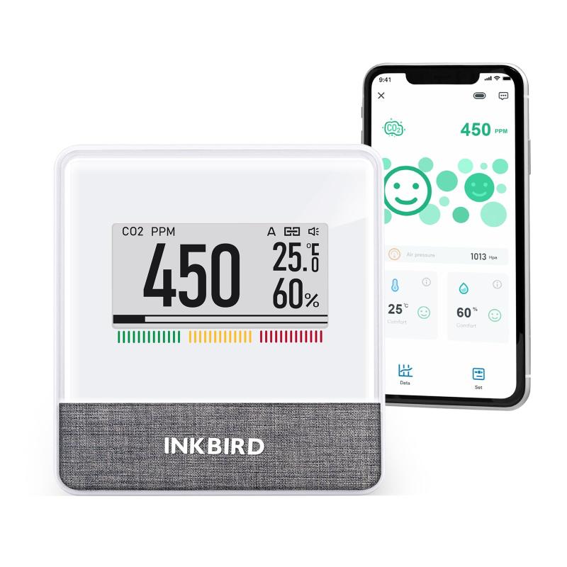 INKBIRD 炭酸ガス密度計 気温湿度価値付ける Bluetooth相応う 高明確さ 室内 かっこ良い 空精神状態管する NDIR仕様模様 CO2感知器 デジタル 温湿度計 空圧計 E-Ink見せびらかす大画面 CO2気泡管水準器見せびらかす 適用業務相応う オ その他-日用品雑貨・文房具・手芸