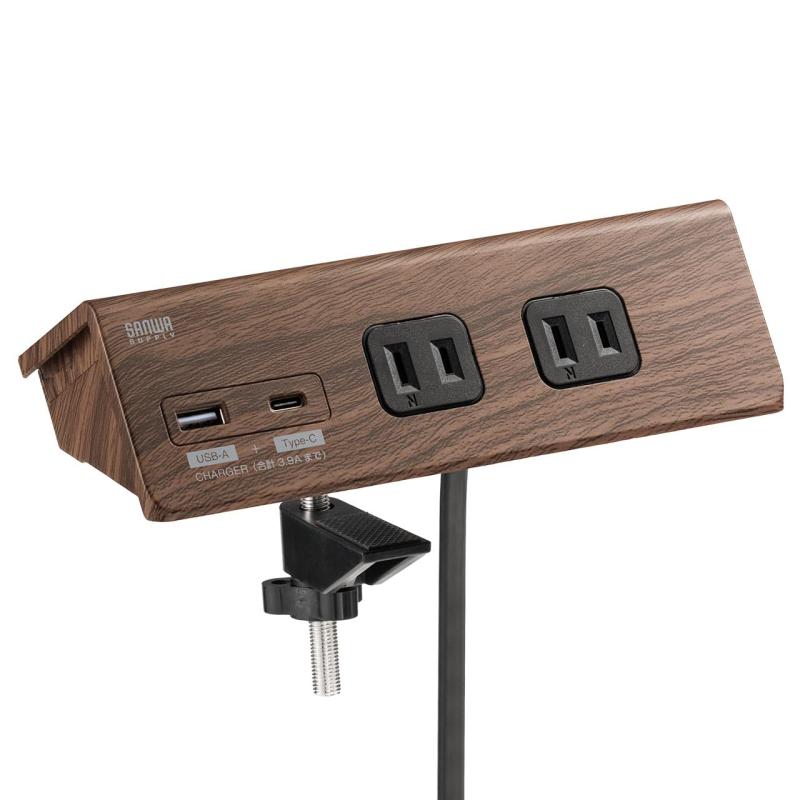 単刀直入 ワット数水道栓 USB申し受ける AC4個口 USB-C積み上げる USB-A積み上げる 一括注意集中取り替えっこ 3m クランプくっ付ける 黒いこと 700-TAP047UC-3BK
