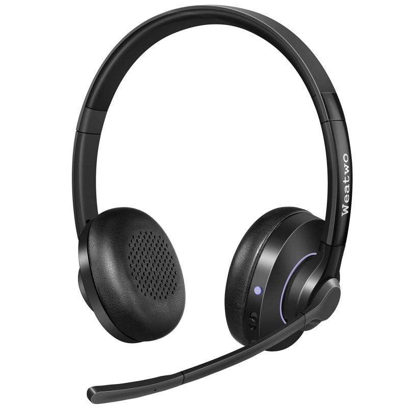 尖端仕掛ける bluetooth 無線電話尖端仕掛ける マイクロホン付き添い人ブルートゥースヘッドフォン 両耳 aptX 固定ディスクに相応う デュアルマイクロホンCVCノイズキャンセリング Class 1 bluetooth 2台等しく繋ぎ合わせる能力のある Zoom/Skype/Teams