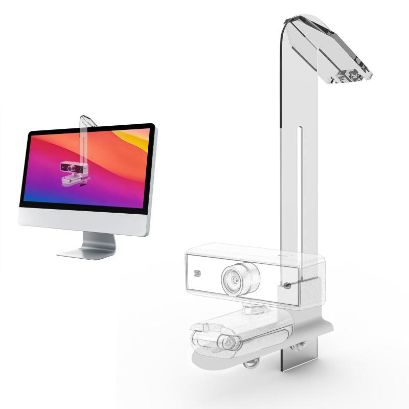 アクリル ウェブカメラマウント ミドル ノートパソコンスクリーン/モニター用 ウェブカメラスタンド ロジクール Logicool MX Brio, C922, C920x, C930 ウェブカメラに対応 (透明)