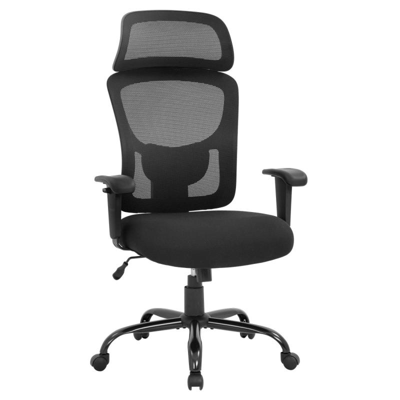 BestOffice オフィスチェア デスクチェア 可動式ランバーサポート 椅子 疲れ アームレスト高さ調整可能 ヘッドレスト 125°リクライニング 人間工学設計 通気性メッシュ 360度回転 キャスタ
