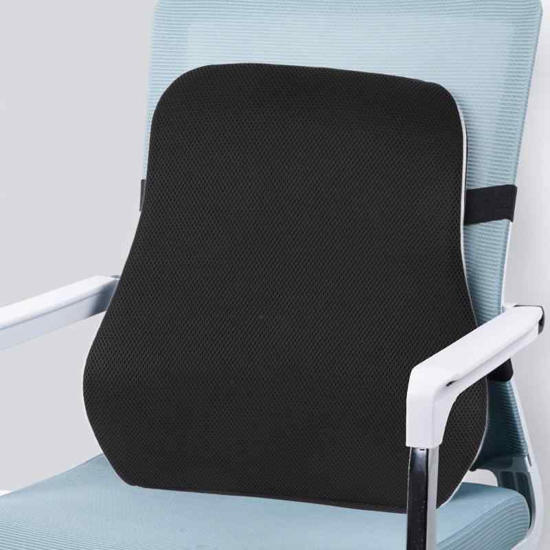 オフィスチェアの腰部サポート枕、人間工学に基づいたメモリフォームバッククッション付きメッシュカバー付きカーシートホームコンフォート