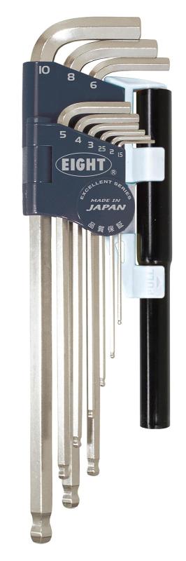 エイト テーパーヘッド 六角棒スパナ 増し締めパイプ2本付 9本組 TLS-9NP
