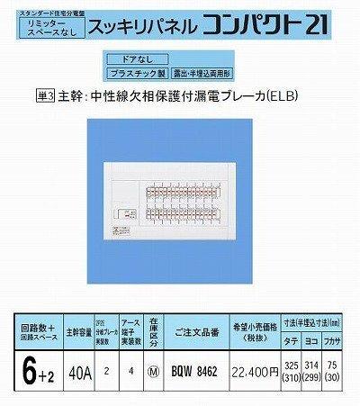 パナック スッキリパネル21 標準タイプ リミッタースペースなし 40A6+2 BQW8462