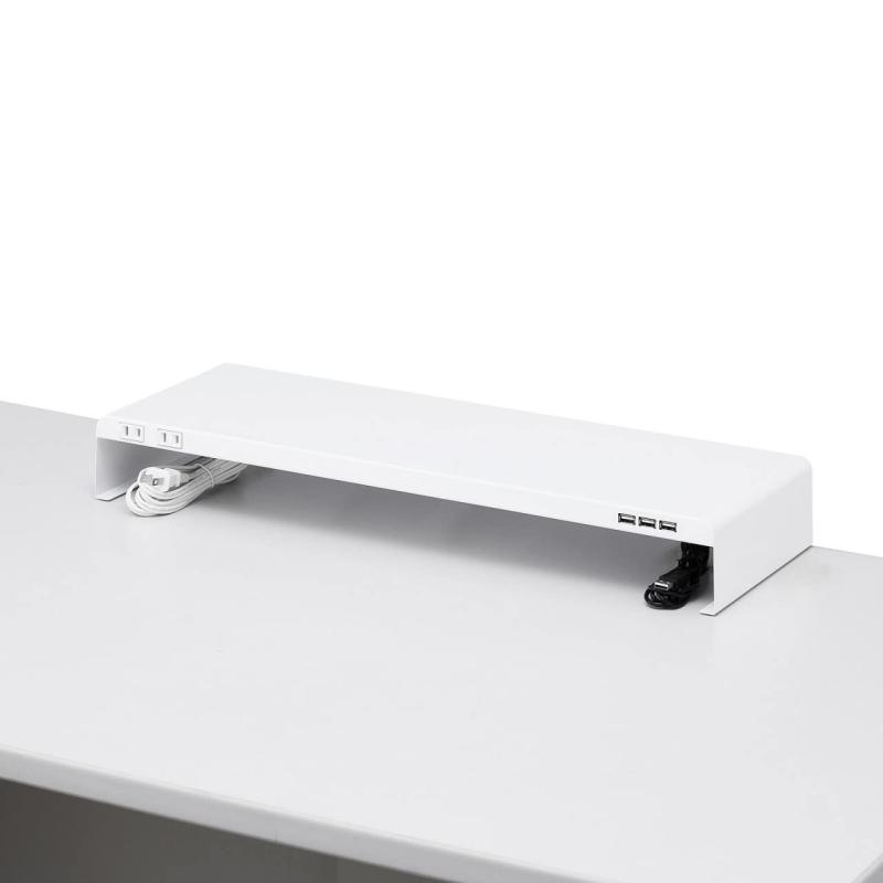 サプライ 電源タップ＋USBポート付き机上ラック（W600×D200 ホワイト） MR-LC202WN