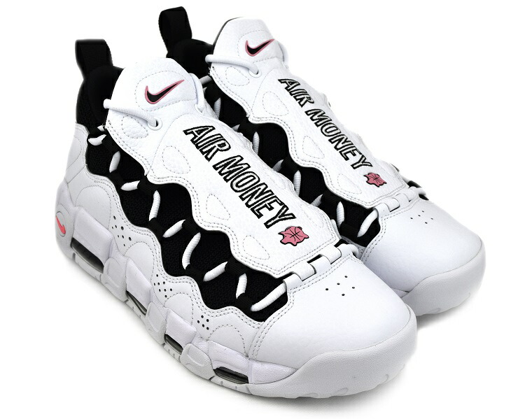 nike air more money white black coral