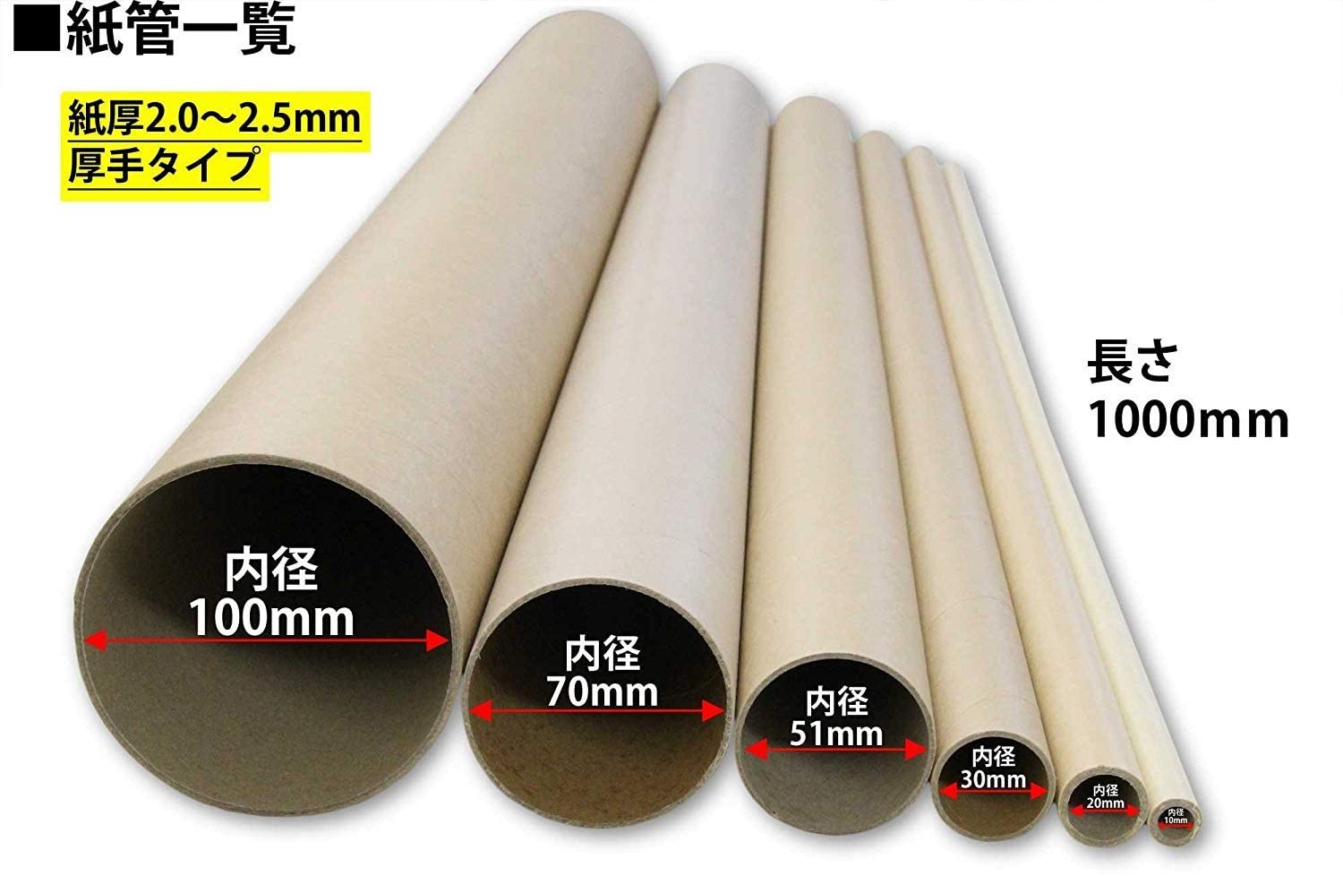 市場 紙管 紙筒 ポスター 筒 丸筒 内径51ｍｍ×長さ1000ｍｍ