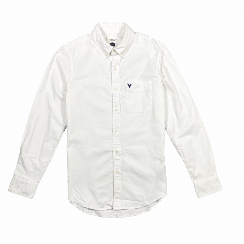 アメリカンイーグル AMERICAN EAGLE メンズ Men's スリムフィット 長袖 オックスフォード シャツ AE Slim Fit  Oxford Button-Up Shirt ホワイト White | ビナアウトフィッターズ楽天市場店