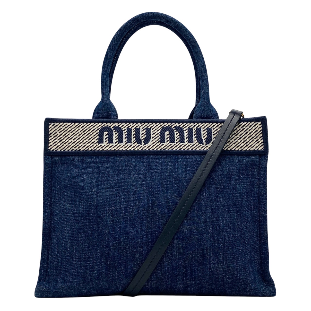 楽天市場】ミュウミュウ miu miu デニム ジャガードロゴ トート