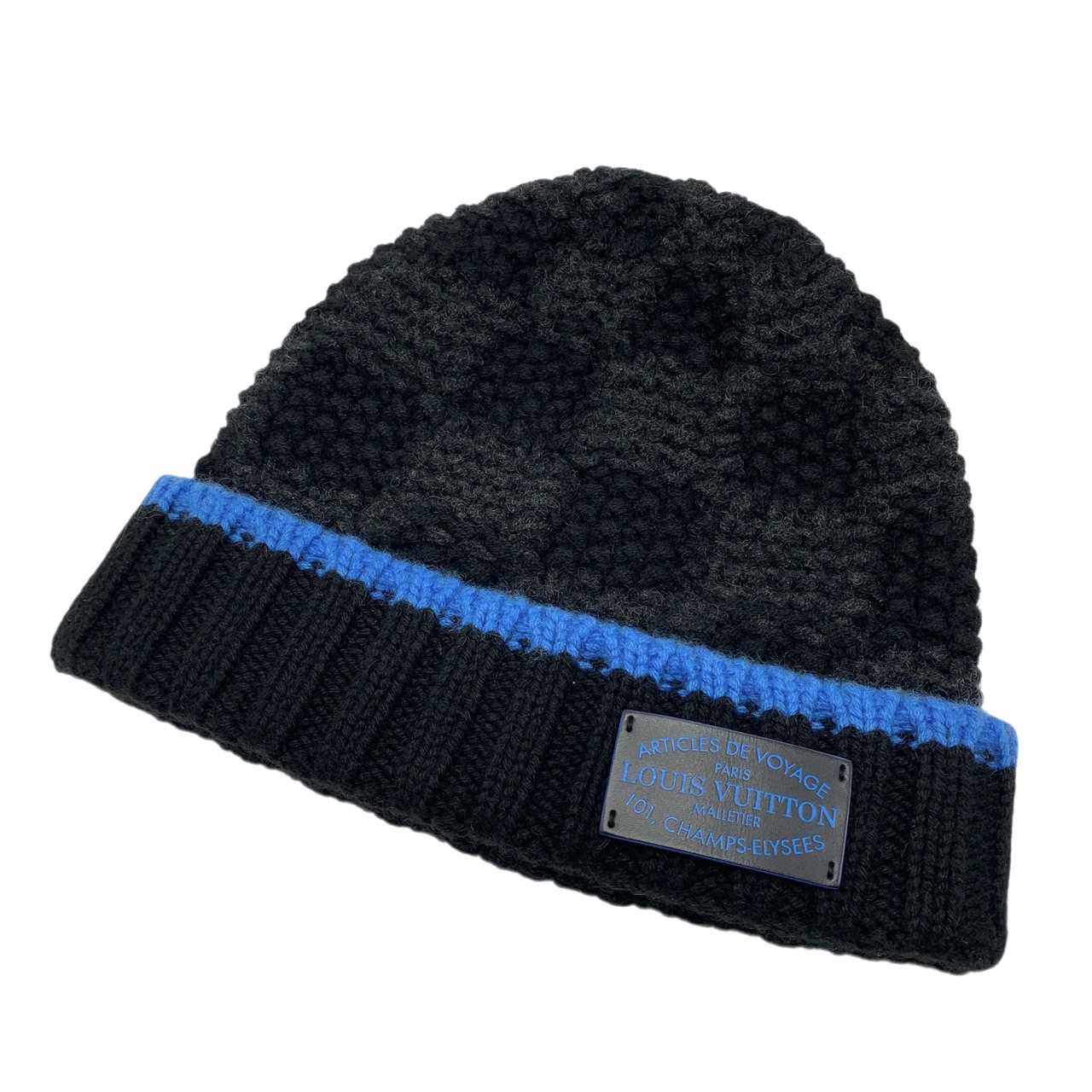 ルイヴィトン　LOUIS VUITTON　カシミヤ100% ダミエ ビーニー ニット帽 M75305