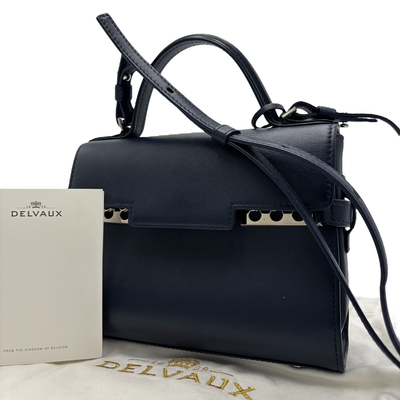 デルヴォー　DELVAUX　タンペート　PM　２way ハンドバッグ　ショルダーバッグ　ネイビー