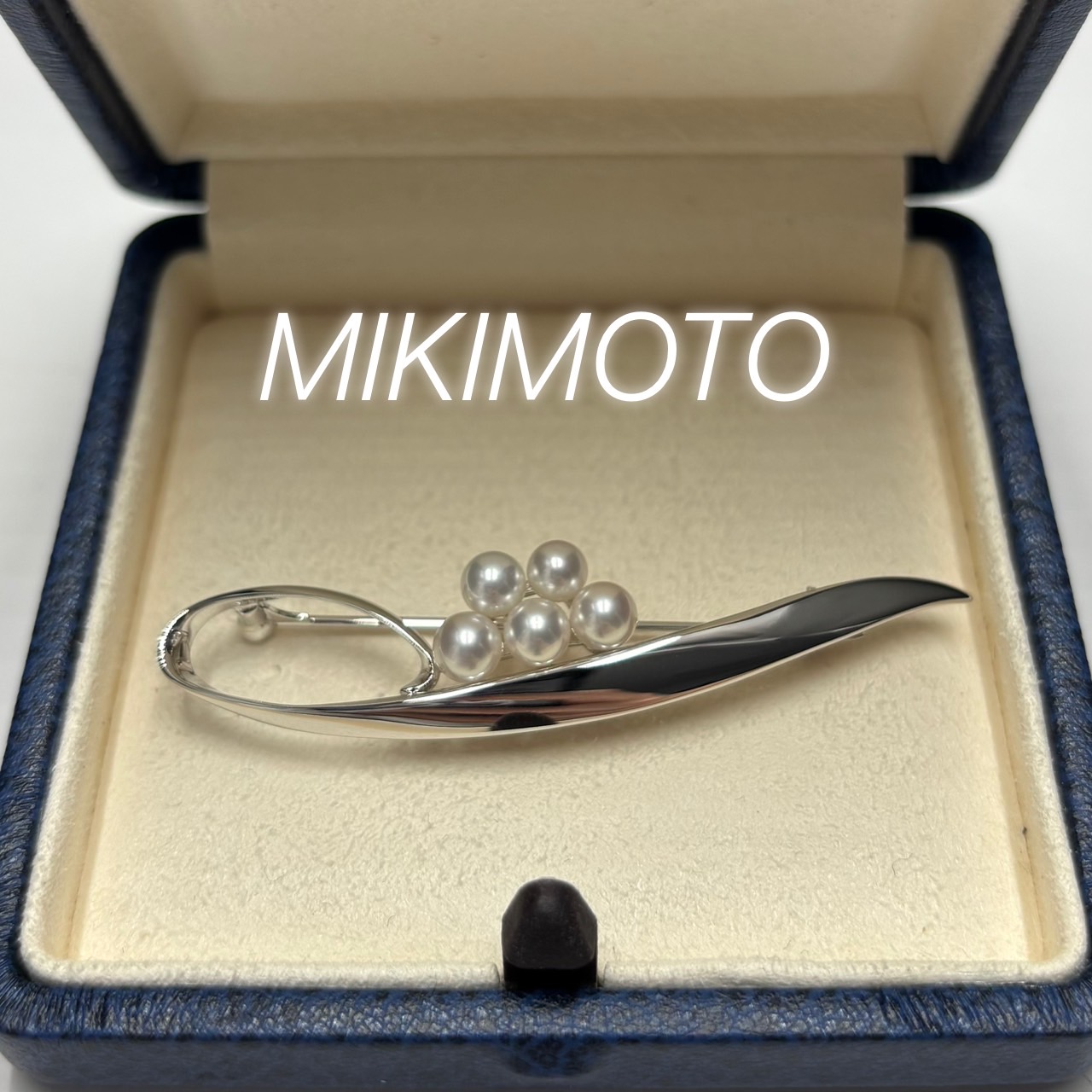 MIKIMOTO ミキモト シルバーブローチ 5珠 葉モチーフ シルバー|Rapgo