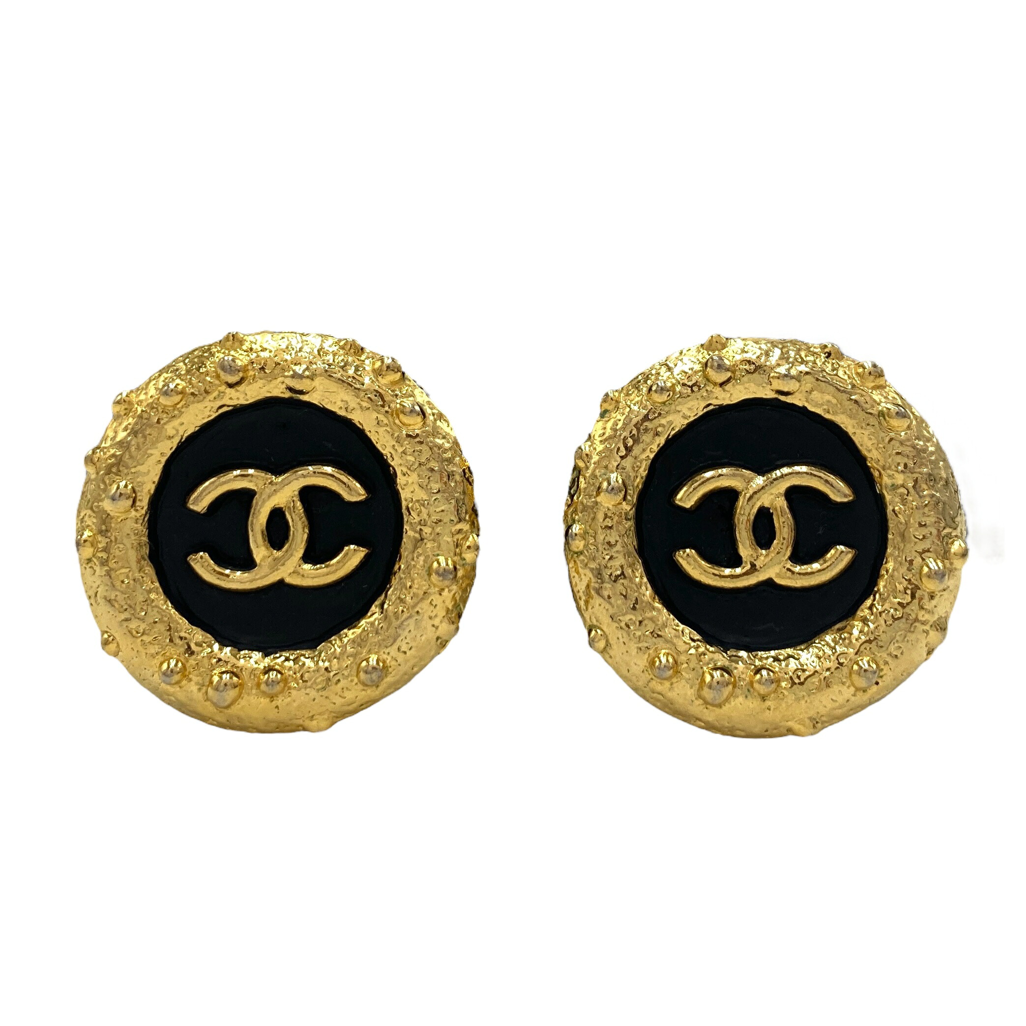シャネル CHANEL 1990s ココマーク イヤリング ゴールド×ブラック