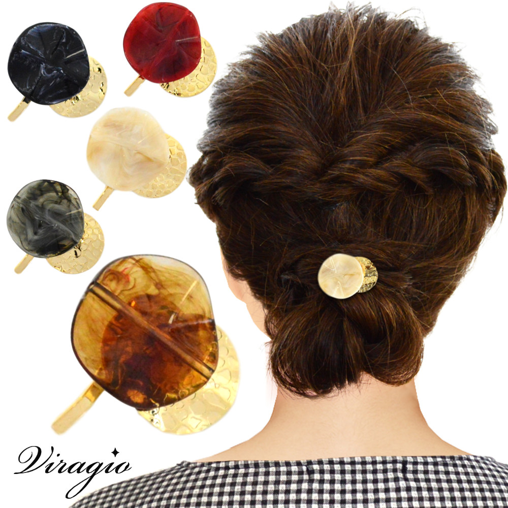 楽天市場 ポニーフック ヘアカフ ヘアクリップ シンプル ヘアアクセサリー ゴールド 髪留め 髪飾り べっ甲風 大人 上品 Vi 1540 Viragio